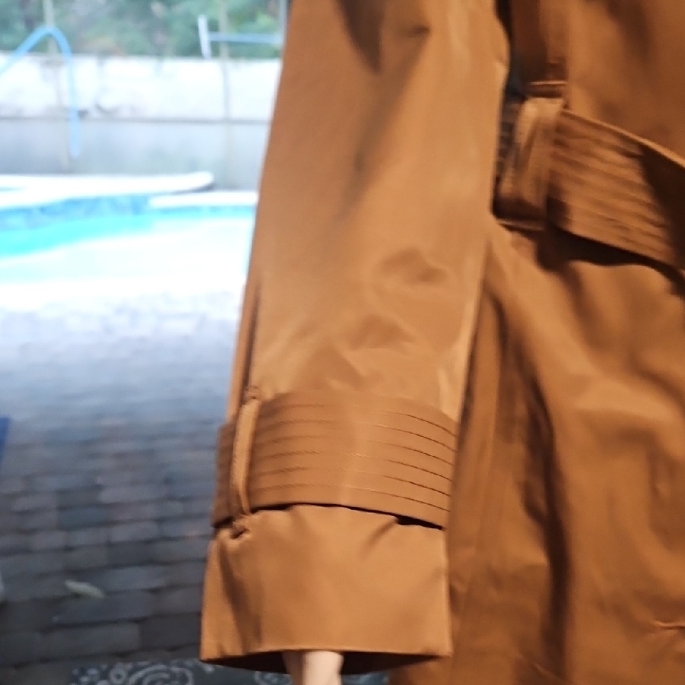 NWT Classic London Fog Long Tan Trench Coat Sz M - Picture 5 of 12